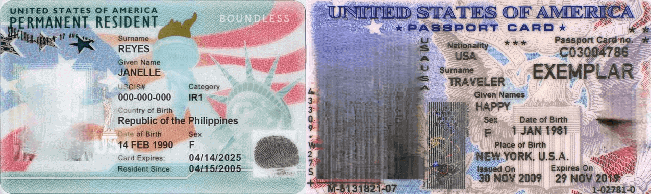 US citizen id card vs green card